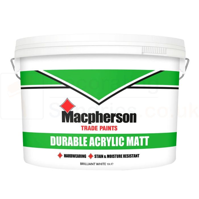 Macpherson Durable Acrylic Matt Brilliant White 10 Litres