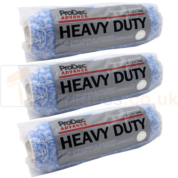 3 x ProDec Long Pile Woven Polyamide Blue Roller Sleeves 9"