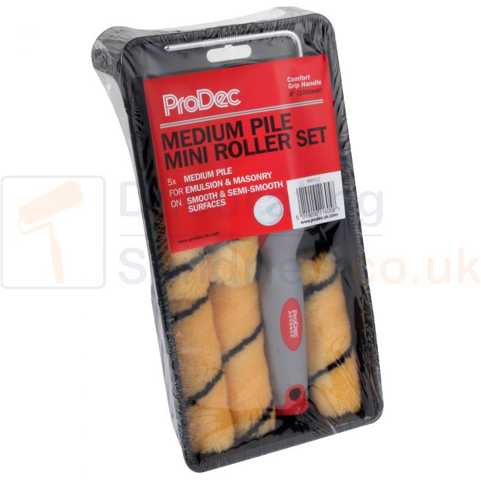 100mm Paint Tray PRRT017 ProDec Mini Roller Kit 4" Inch Frame & 5 x Refills 